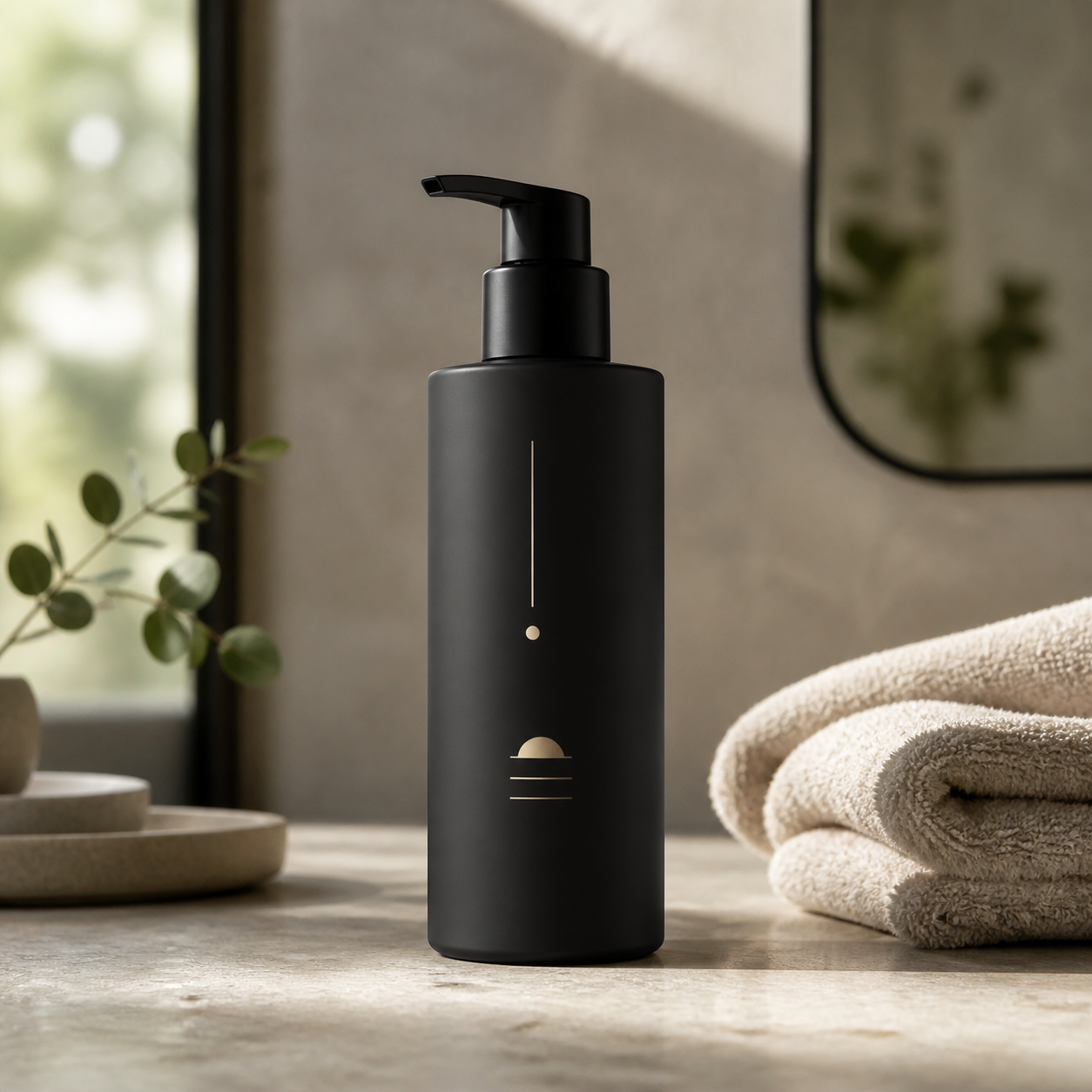 beauty example: a skincare bottle staged in warm daylight (placeholder for a bespoke beauty shot)